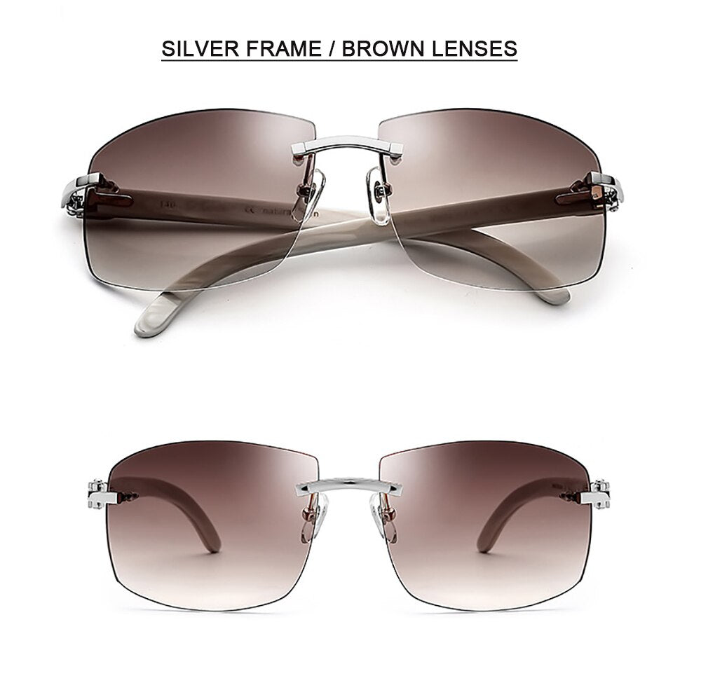 Aissuarvey Men's Rimless Rectangle Alloy Frame Horn Temple Polarized Sunglasses As13524012F1 Sunglasses Aissuarvey Sunglasses   