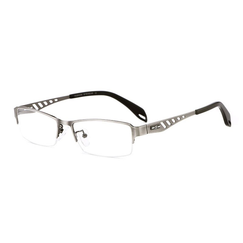 Hotochki Men's Semi Rim Rectangular Alloy Frame Eyeglasses Semi Rim Hotochki gray  