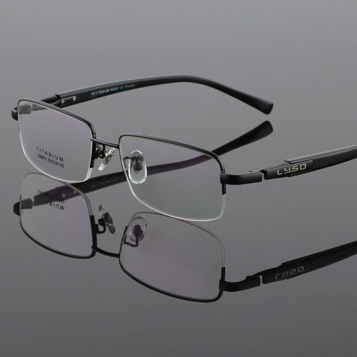 Bclear Men's Eyeglasses Titanium Acetate Lr9910 Frame Bclear Black  