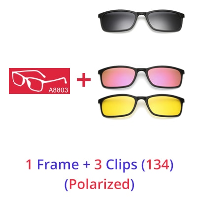 Ralferty Polarized Sunglasses Men Women 5 In 1 Magnetic Clip On Glasses Tr90 Eyewear Frames Eyeglass 8803 Clip On Sunglasses Ralferty 1 Frame 3 Clips 134 Matt Black Frame 
