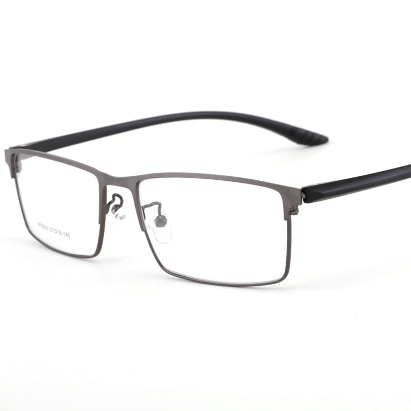 Men's Square Full Rim Alloy Frame Eyeglasses 9033 Full Rim Bclear gray  