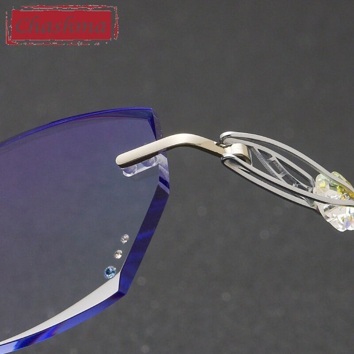 Women's Eyeglasses Diamond Rimless Titanium 007 Rimless Chashma   