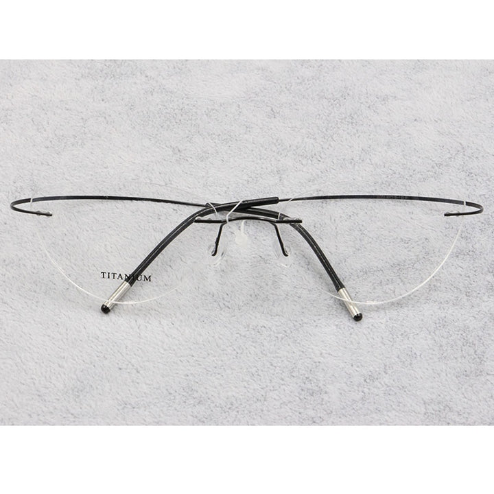 Women's Rimless Eyeglasses Titanium Frame 20003 Rimless Bclear gray  