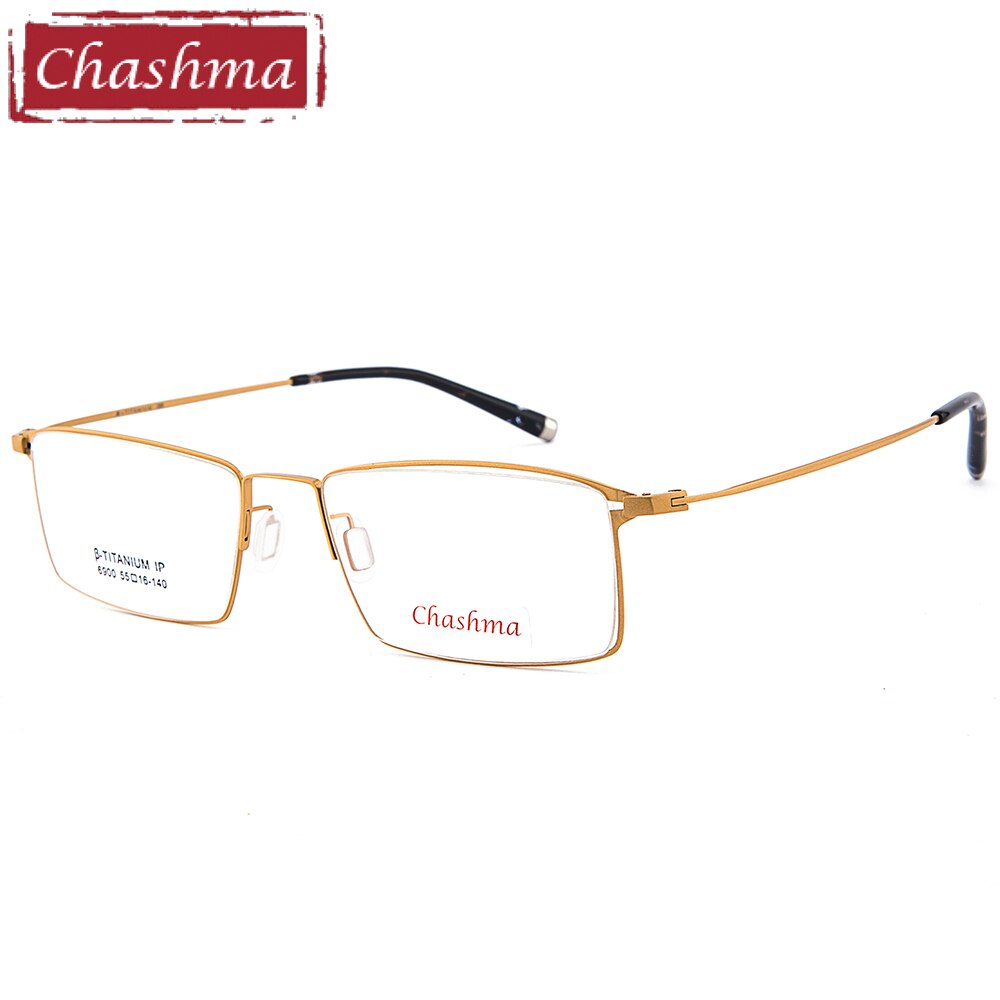 Chashma Ottica Men's Full Rim Square Titanium Eyeglasses 6900 Full Rim Chashma Ottica Gold  
