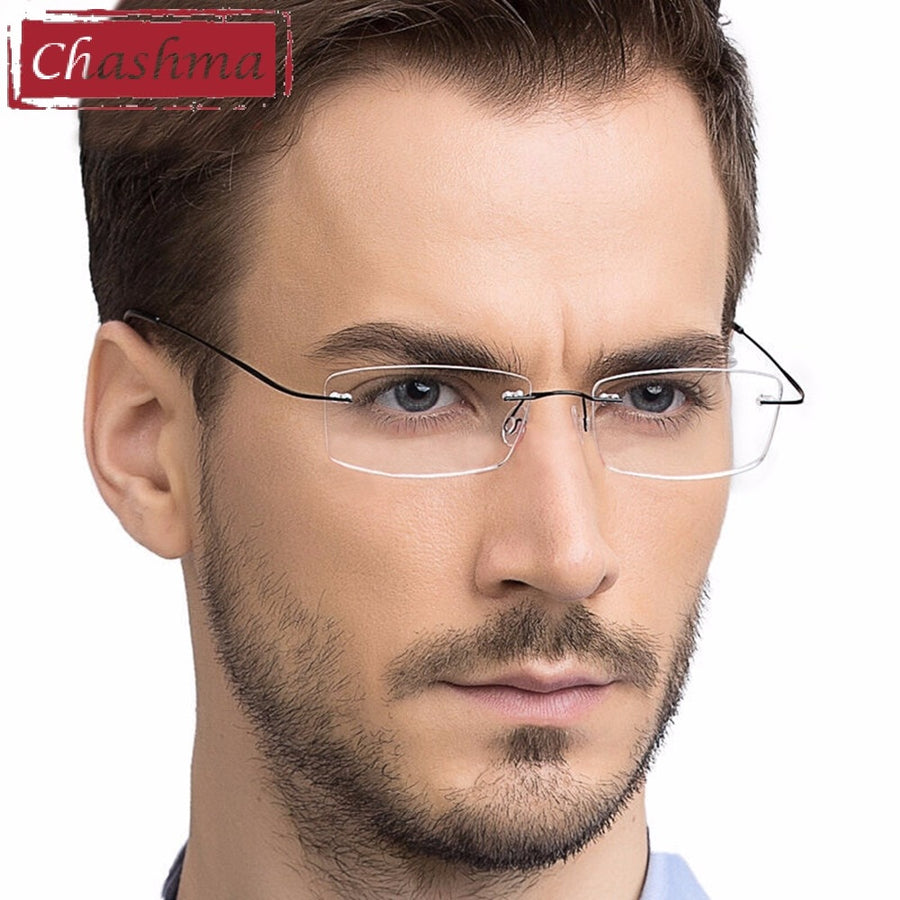 Mens Rimless Titanium Eyeglasses Fuzweb 4256