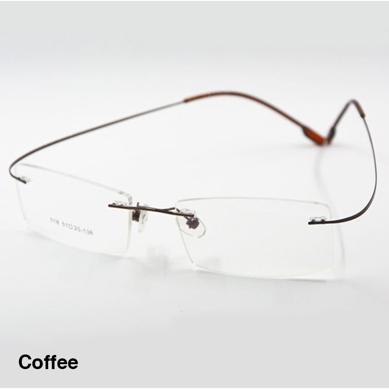 Reven Jate Flexible Titanium Alloy Rimless Eyeglasses Frame For Glasses Eyewear For Women And Men Rimless Reven Jate Coffee  