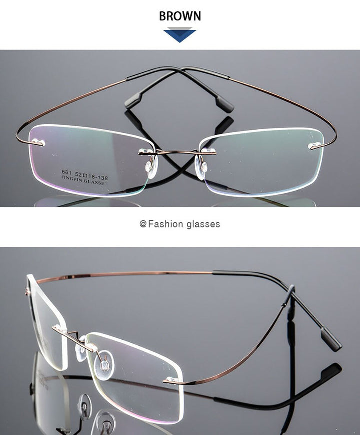 Aissuarvey Unisex Rimless Titanium Alloy Frame Eyeglasses As18611 Rimless Aissuarvey Eyeglasses Auburn  