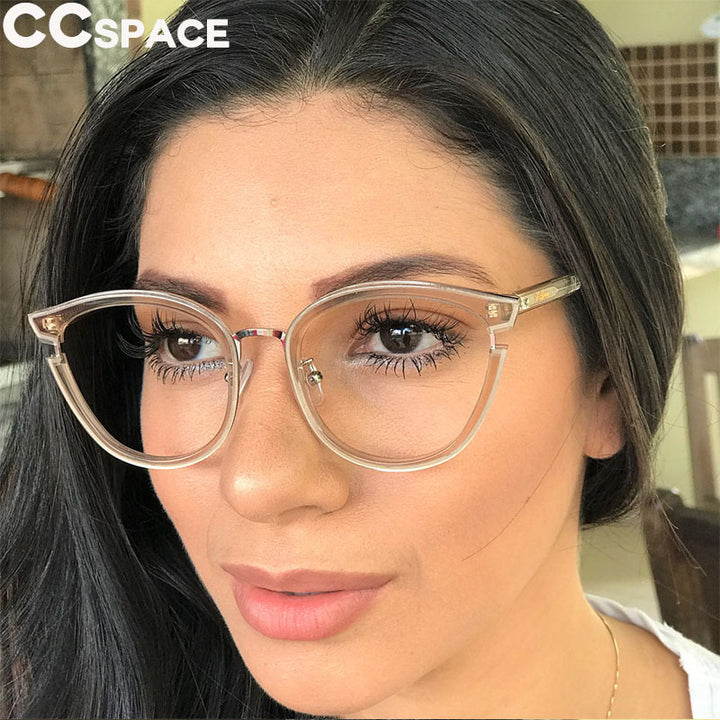 CCSpace Women's Full Rim Cat Eye Alloy Frame Eyeglasses 45376 Full Rim CCspace   
