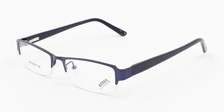 Men's Half Rim Acetate Alloy Frame Eyeglasses Spring Hinge N1816 Semi Rim Bclear Blue  