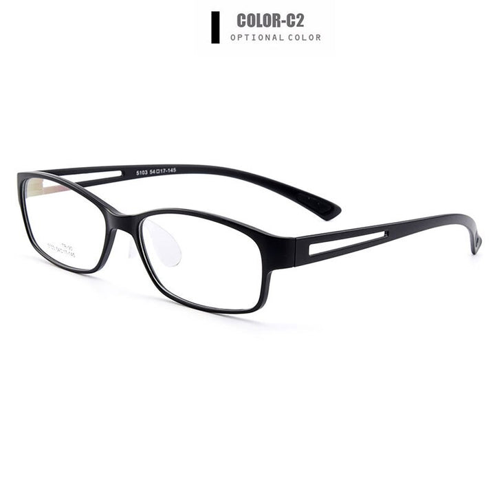 Unisex Eyeglasses Ultra-Light Tr90 Plastic Eyewear With Saddle Nose Bridge M5103 Frame Gmei Optical C2-Matte Black  