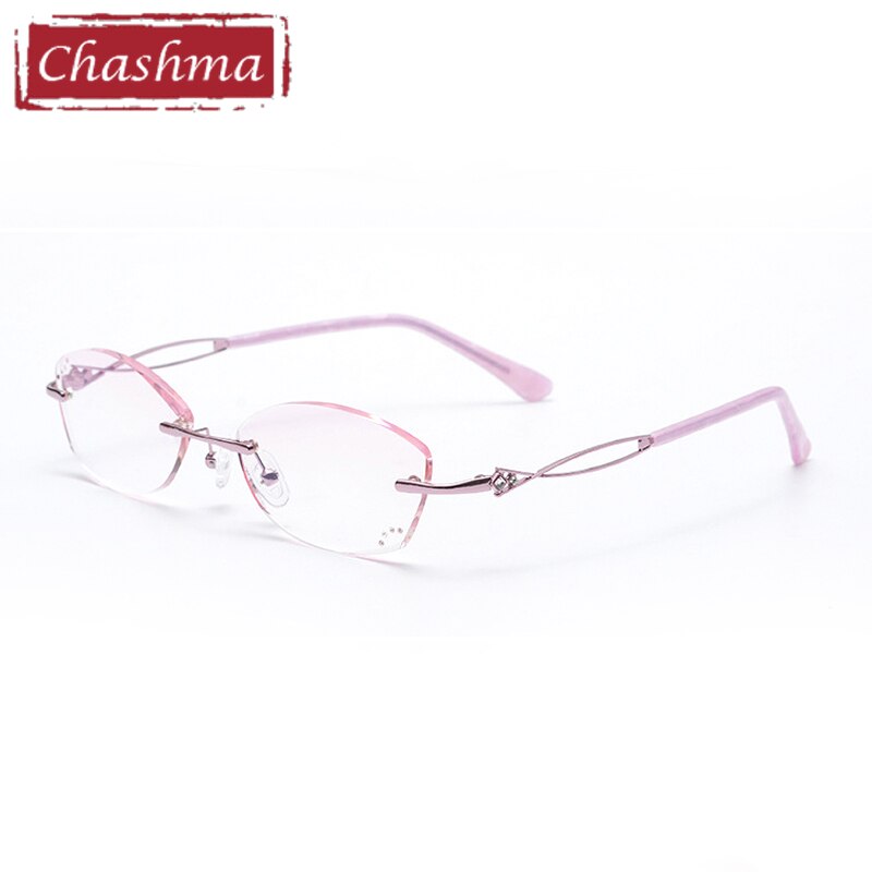 Women's Eyeglasses Diamond Rimless 2314 Rimless Chashma Pink  