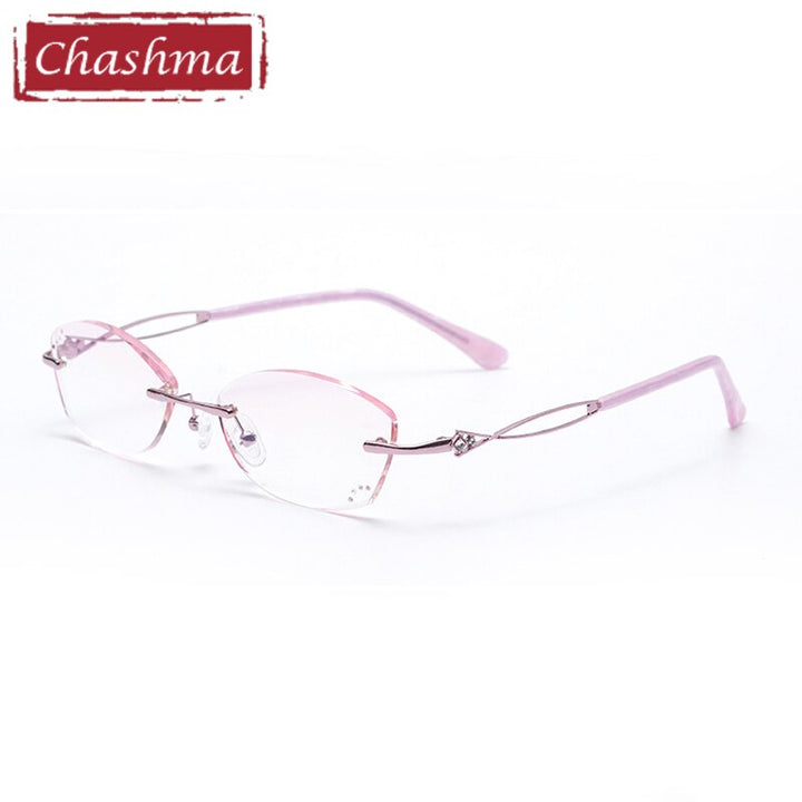 Women's Eyeglasses Diamond Rimless 2314 Rimless Chashma Pink  