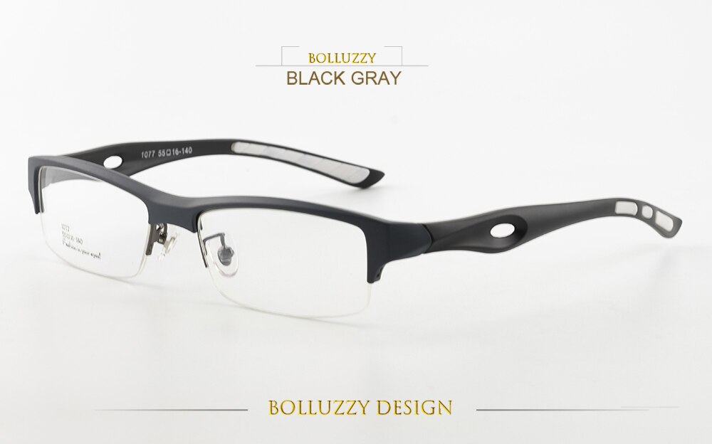 Unisex Titanium Eyeglasses Half Rim Frame Bo1077 Semi Rim Bolluzzy black  