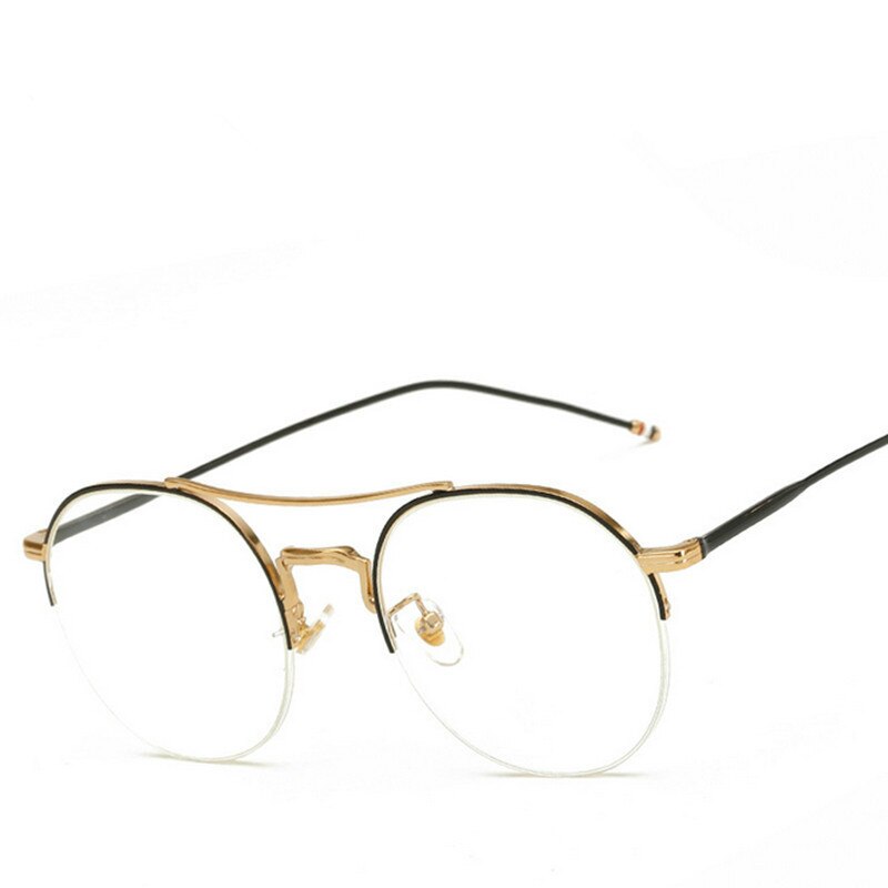 Unisex Alloy Half Frame Eyeglasses Double Bridge Frame Brightzone gold black  