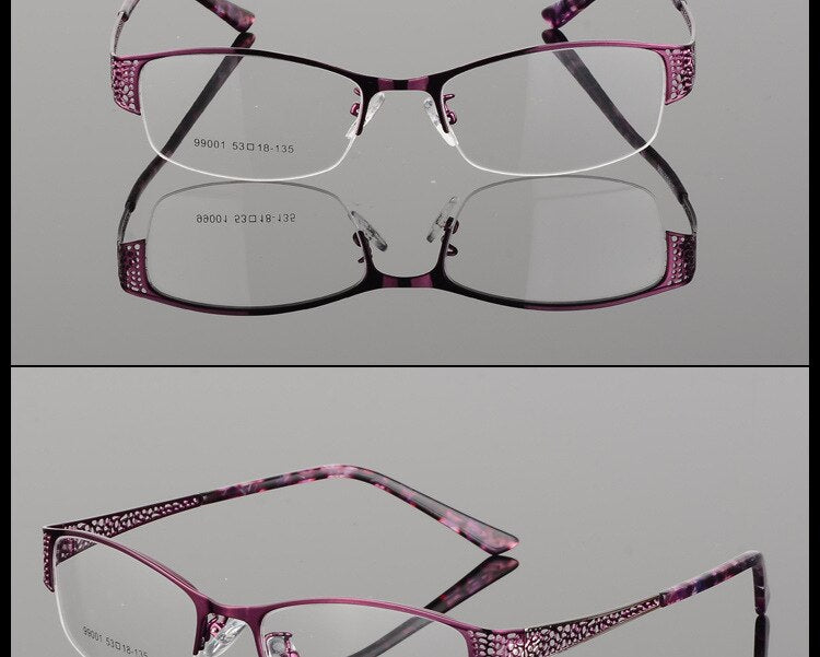Women's Semi Rim Alloy Frame Eyeglasses 99001 Semi Rim Bclear   