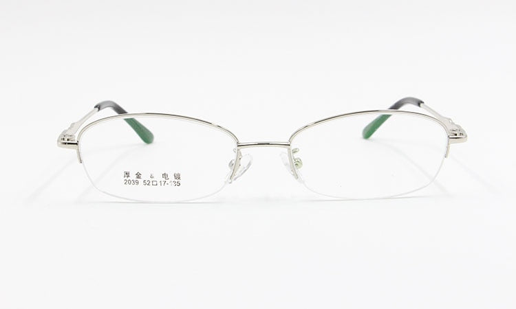 Women's Alloy Frame Semi Rim Eyeglasses 2039 Semi Rim Bclear Silver  
