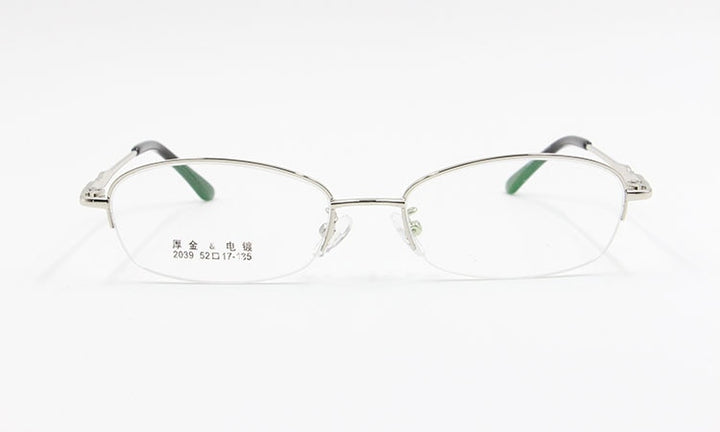 Women's Alloy Frame Semi Rim Eyeglasses 2039 Semi Rim Bclear Silver  
