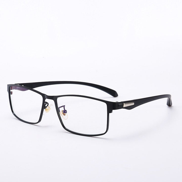 Men's Anti Blue Light Lens Square Alloy Full Frame Eyeglasses Th0010 Anti Blue Brightzone Black  