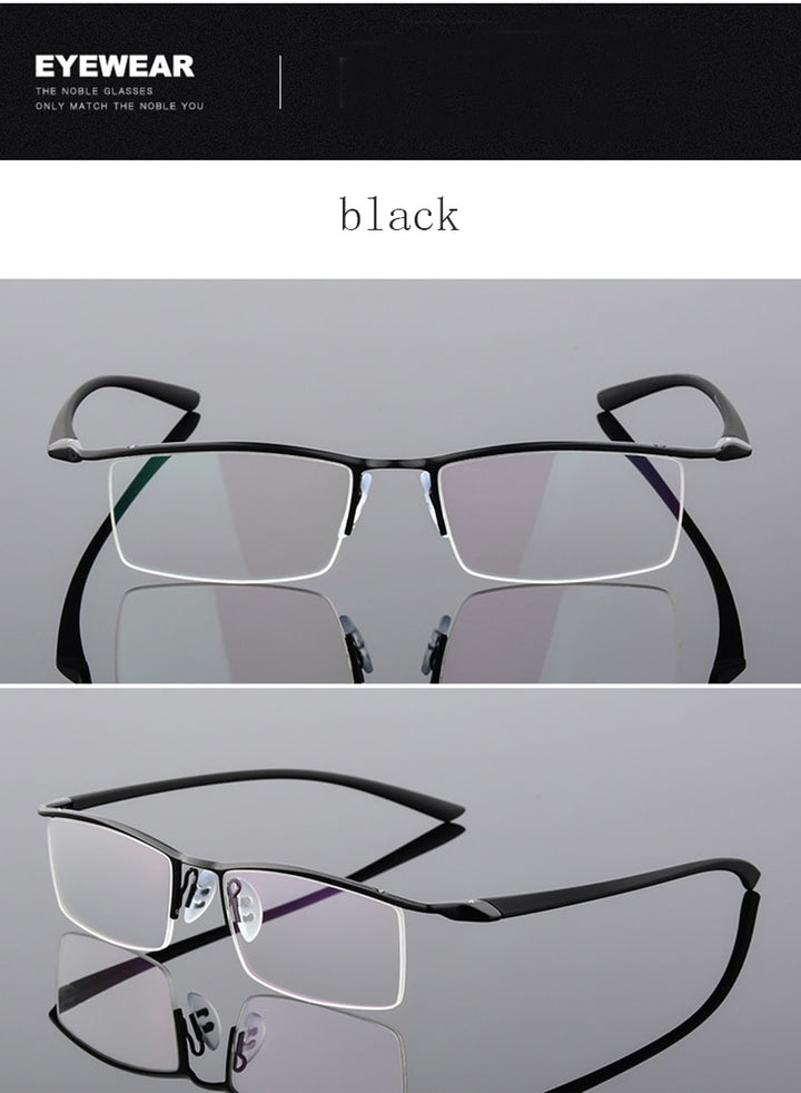Hotony Men's Semi Rim Browline Alloy Frame Eyeglasses P8190 Semi Rim Hotony   