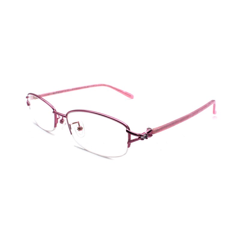Reven Jate Women's Semi Rim Rectangle Alloy Eyeglasses 3066 Frames Reven Jate Fuchsia  