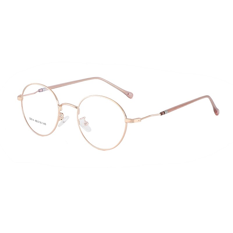 Unisex Round Alloy Frame Eyeglasses Sc814 Frame Bclear Rose gold  