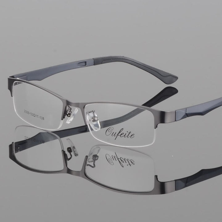 Unisex Half Rim Alloy Frame Eyeglasses 2329 Semi Rim Bclear gray  