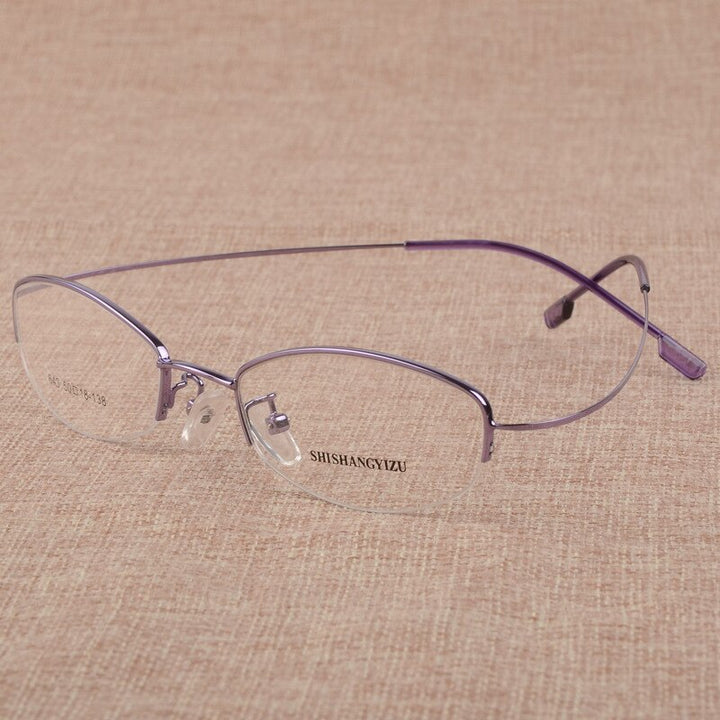 Women's Eyeglasses Semi Rim Rectangular Alloy  S643 Semi Rim Bclear Purple  