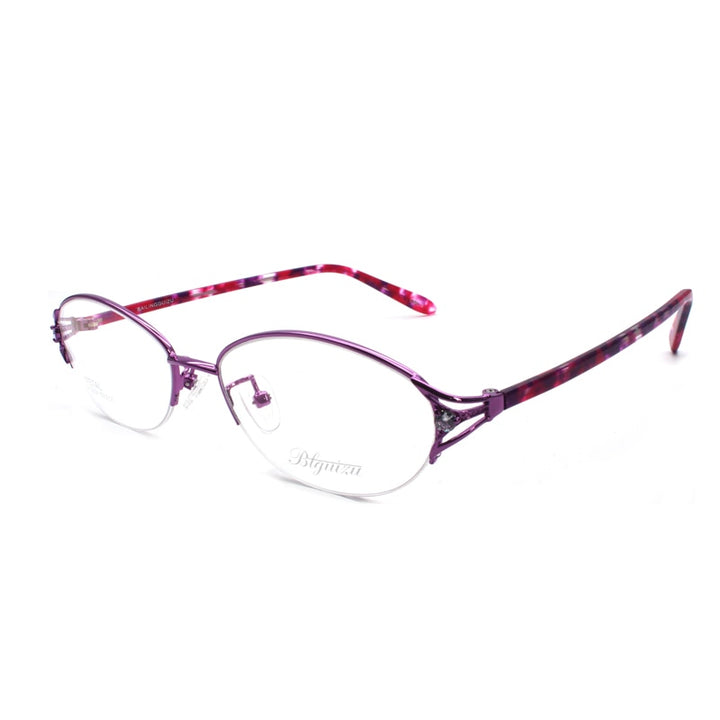 Reven Jate Women's Semi Rim Oval Alloy Eyeglasses 2534 Frames Reven Jate FUCHSIA  