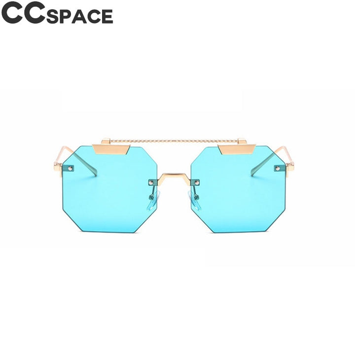 CCSpace Women's Rimless Polygon Square Alloy Frame Sunglasses 47818 Sunglasses CCspace Sunglasses C3 gold blue  