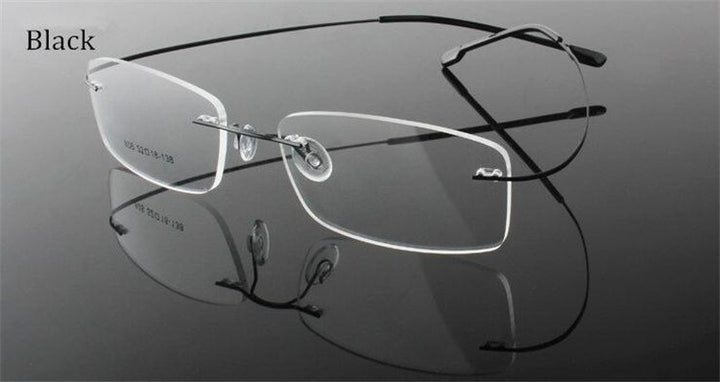 Chashma Ottica Unisex Rimless Rectangle Titanium Eyeglasses Frp1510 Rimless Chashma Ottica black  