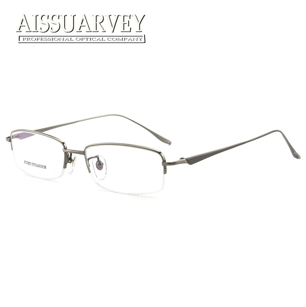 Aissuarvey Men's Semi Rim Titanium Frame Eyeglasses As8272 Semi Rim Aissuarvey Eyeglasses gray  