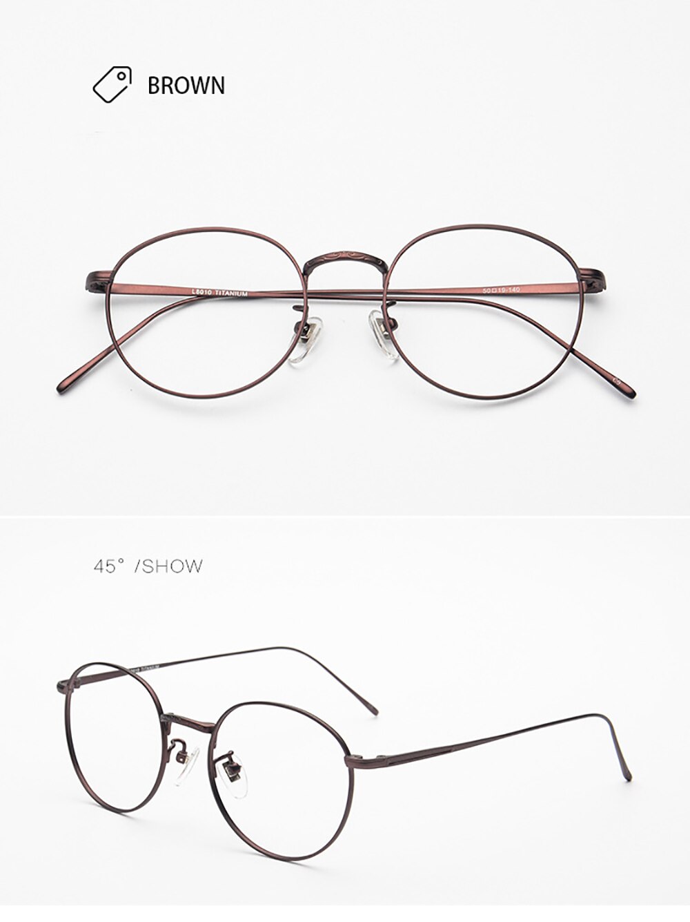 Aissuarvey Unisex Full Rim Round Titanium Frame Eyeglasses As116301 Full Rim Aissuarvey Eyeglasses Auburn  