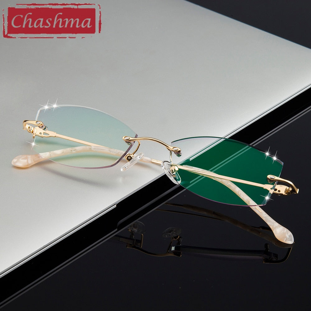 Women's Eyeglasses Diamond Rimless Titanium 3085 Rimless Chashma   