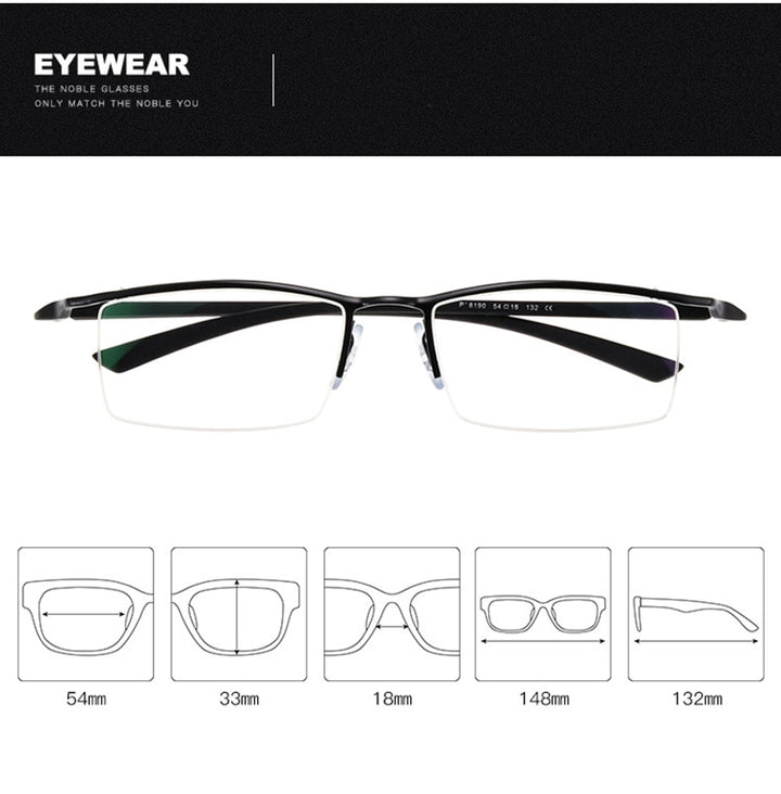 Reven Jate Browline Half Rim Metal Glasses Frame For Men Eyeglasses Eyewear Spectacles P8190 Semi Rim Reven Jate   