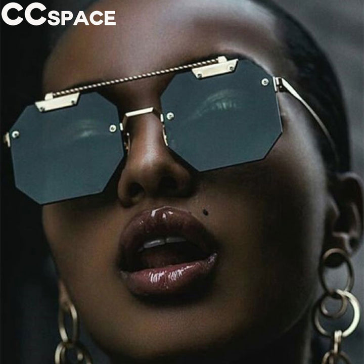 CCSpace Women's Rimless Polygon Square Alloy Frame Sunglasses 47818 Sunglasses CCspace Sunglasses   