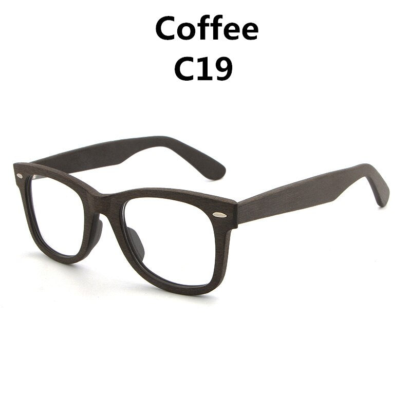 Hdcrafter Unisex Full Rim Square Round Wood Frame Eyeglasses Lhb031 Full Rim Hdcrafter Eyeglasses CoffeeC19  