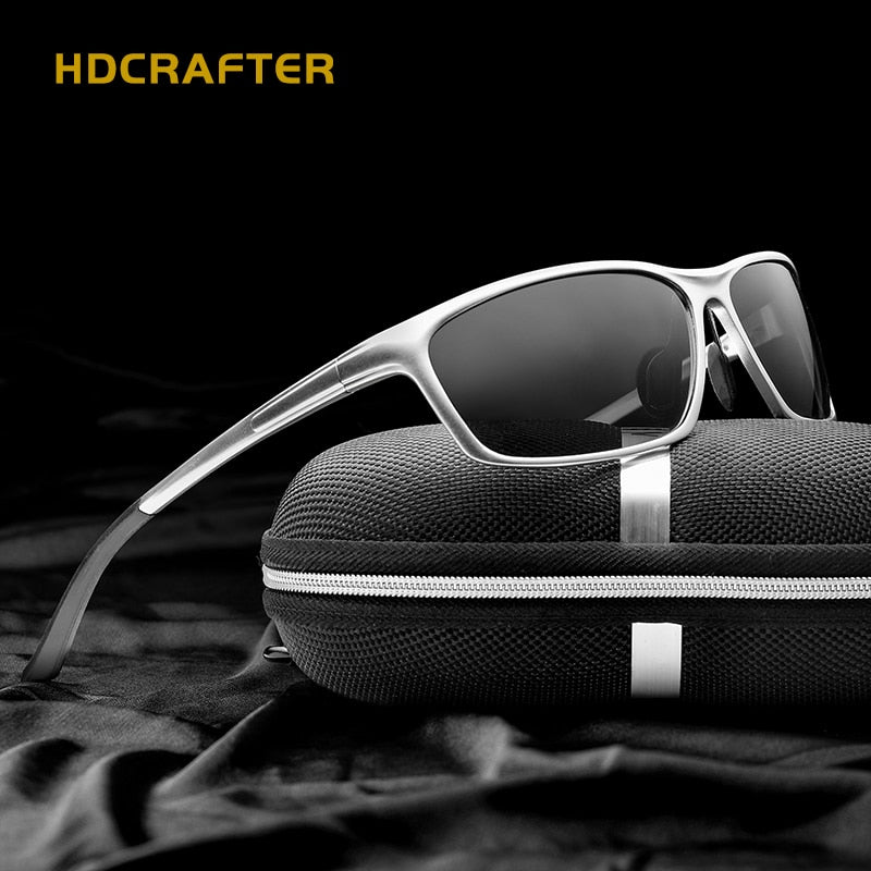 Hdcrafter Men's Full Rim Aluminum Magnesium Rectangle Frame Polarized Sunglasses L2179 Sunglasses HdCrafter Sunglasses   