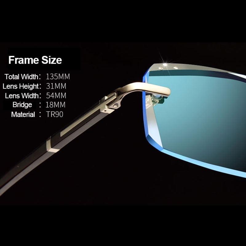 Hotochki Men's Diamond Cut Rimless TR-90 Frame Eyeglasses A001 Customizable Shape Lenses Rimless Hotochki   