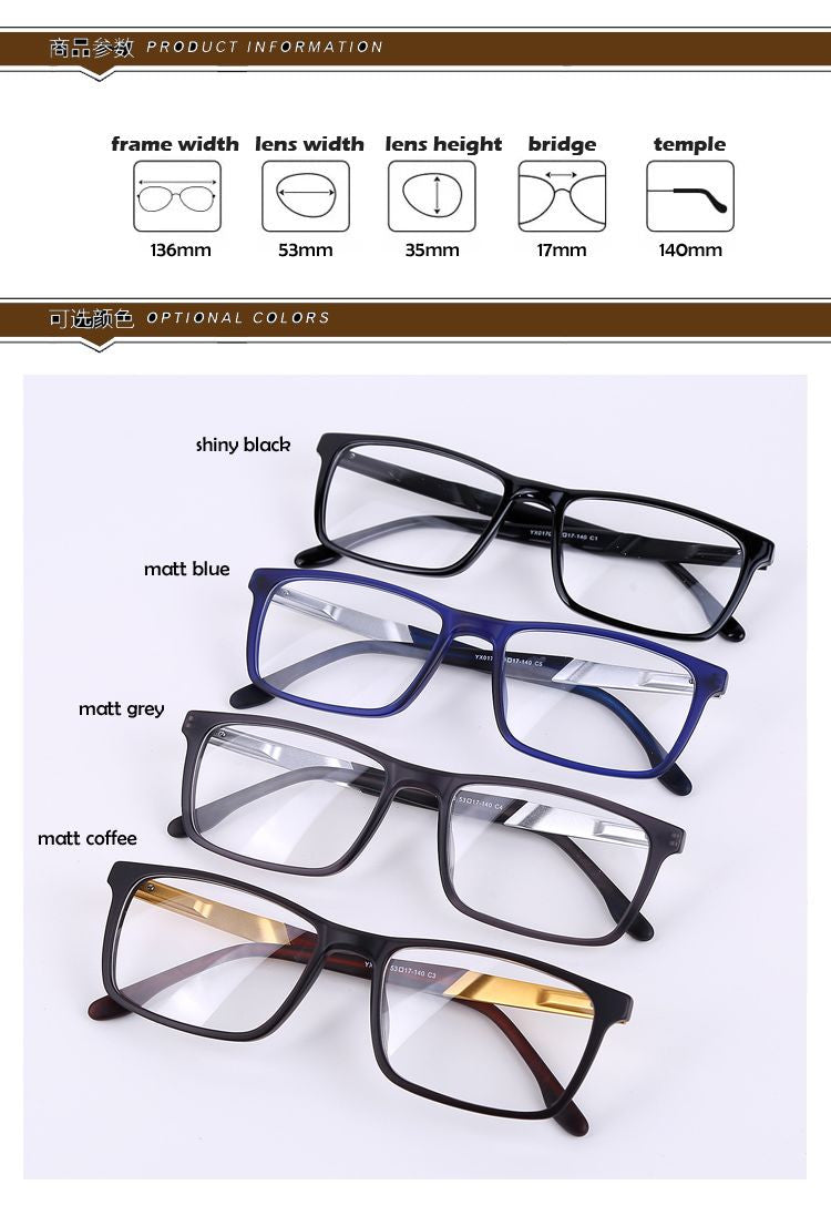 Oveliness Men's Full Rim Square Acetate Eyeglasses Yx0170 Full Rim Oveliness   