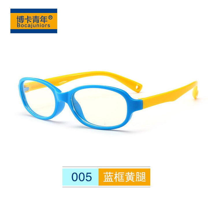 Unisex Children's Anti Blue Light Eyeglasses Silica Gel Frame Anti Blue Brightzone Blueframe yellow leg  