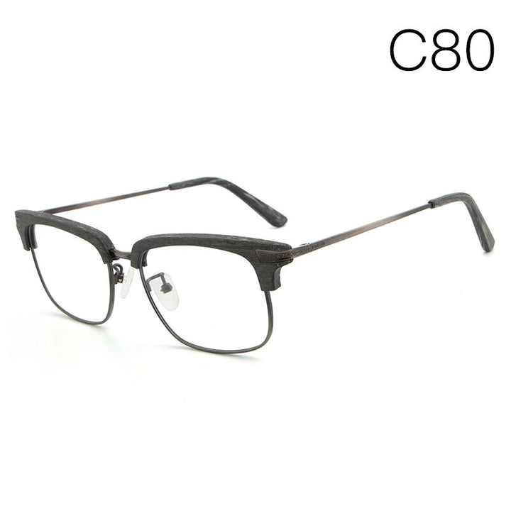 Hdcrafter Unisex Full Rim Square Wood Frame Eyeglasses Hb034 Full Rim Hdcrafter Eyeglasses C80  