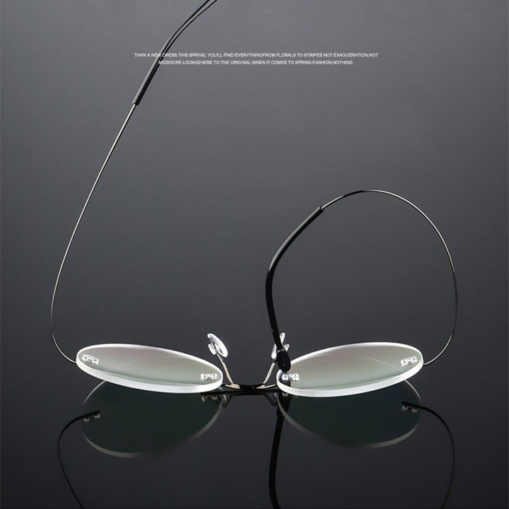 Hotochki Unisex Round Rimless Alloy Frame Eyeglasses Rimless Hotochki   