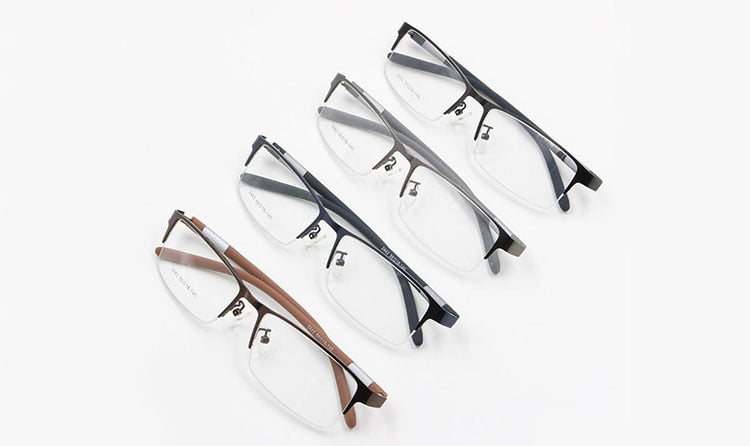 Men's Alloy Frame Semi Rim Eyeglasses B2442 Semi Rim Bclear   