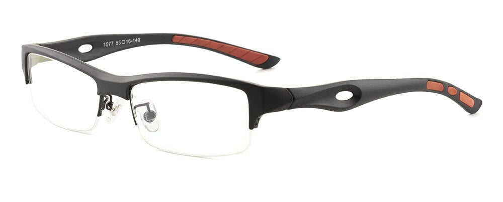 Aissuarvey Men's Semi Rim TR-90 Plastic Titanium Frame Eyeglasses AS2387 Semi Rim Aissuarvey Eyeglasses Black orange  
