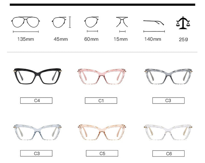 Hotony Women's Full Rim Cat Eye Acetate Frame Eyeglasses 97533 Full Rim Hotony   