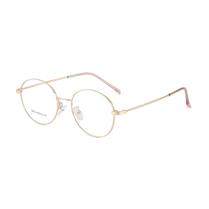 Unisex Round Alloy Frame Eyeglasses Sc860 Frame Bclear gold  