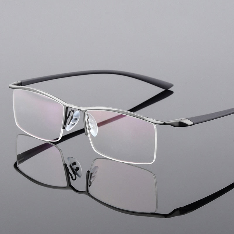 Reven Jate Browline Half Rim Metal Glasses Frame For Men Eyeglasses Eyewear Spectacles P8190 Semi Rim Reven Jate Gray  