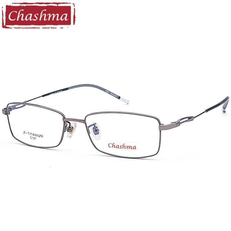 Chashma Ottica Men's Full Rim Square Titanium Eyeglasses 121 Full Rim Chashma Ottica Gray  