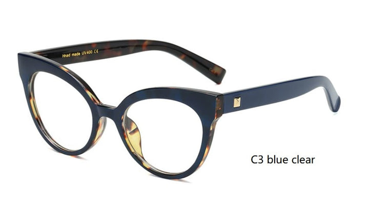 CCSpace Women's Full Rim Cat Eye Acetate Frame Eyeglasses 45143 Full Rim CCspace C3 blue clear  