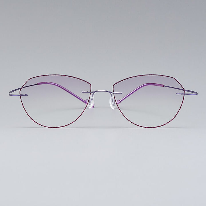 Women's Eyeglasses Ultra-light Titanium Alloy Rimless Gradient Purple T80897 Rimless Gmei Optical   